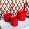 Durable Flower Containers Hanging Metal Planter Flowerpot with Detachable Hook Drain Handle Hole Railing Plant Pot for Balcony Garden Fence