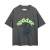 24S cross-border European and American trendy brand Sp5de spider web 555 portrait letter foam short-sleeved t-shirt men's and women's high street 