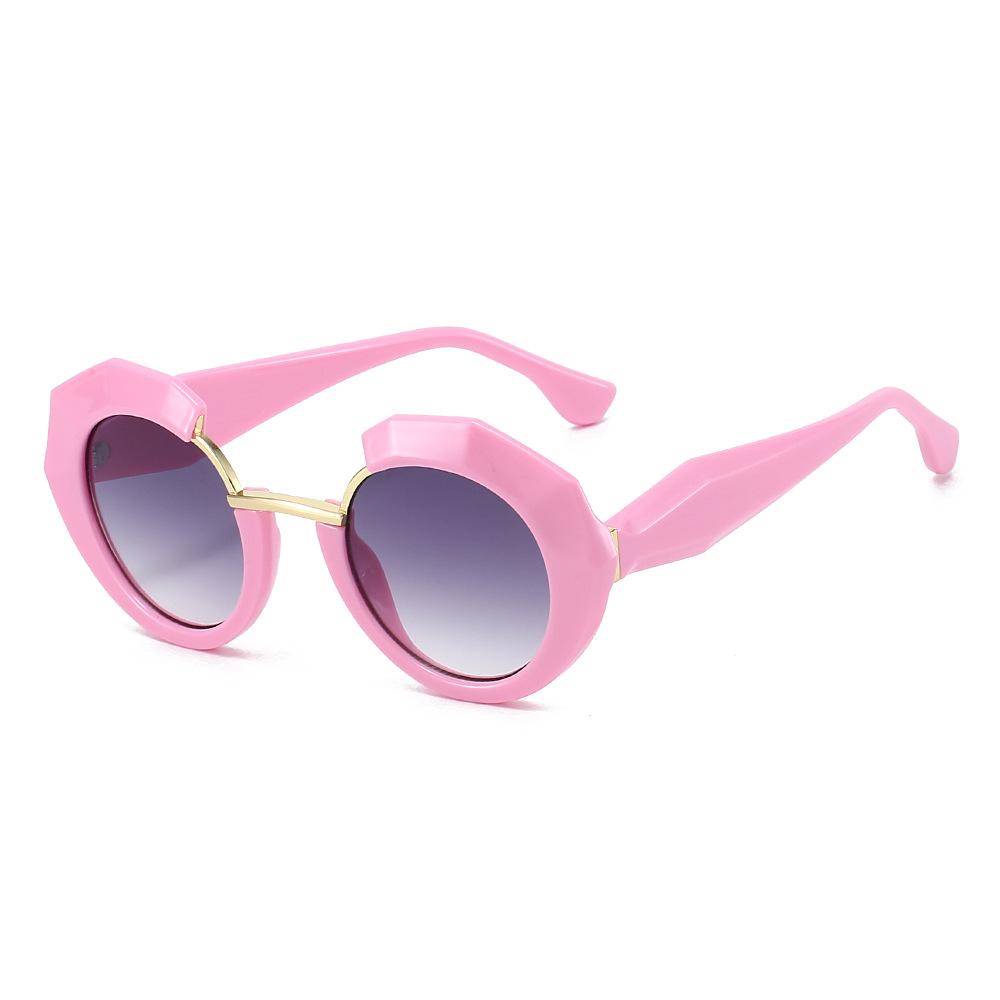 Large-frame round sunglasses, UV-protective sunglasses, men's and women's color-block sunglasses