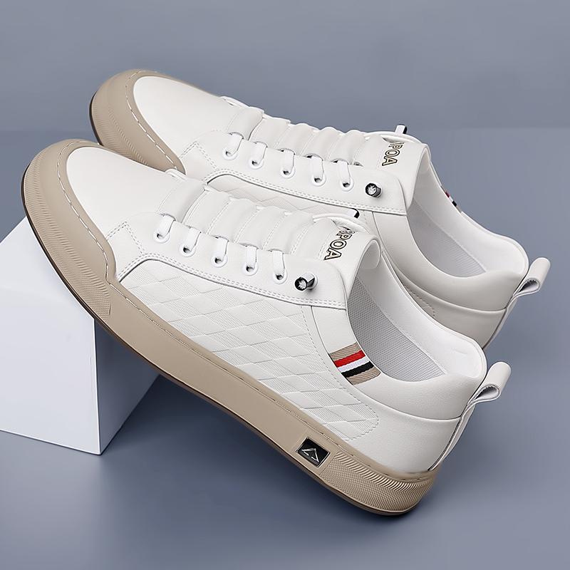 2024 New Mens Sneakers Genuine Leather Lace-Up Fashion Men's Skate Shoes Male Breathable Comfortable Outdoor Shoe Male Shoes