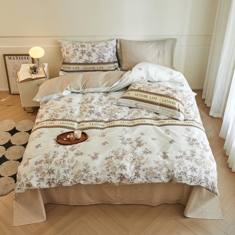 Комплект из четырех предметов, пододеяльник из чистого хлопка, простыня из хлопка, комплект из трех предметов для односпальной кровати в общежитии