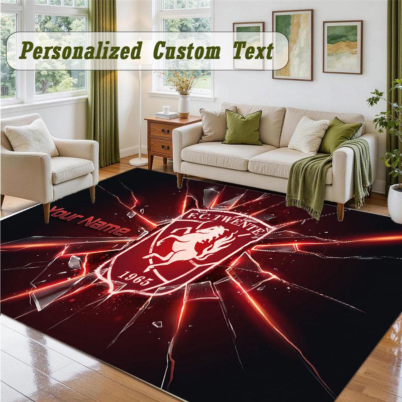 Crystal Velvet Square Rug Custom NameFC Twente Pattern Non Slip Home Floor Decor Rug