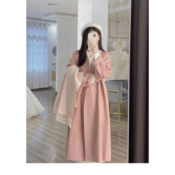 Autumn Winter Retro Loose Female Overcoat Ladies Windbreak Women's Coat Double-Breasted Loose Long Trench Coat