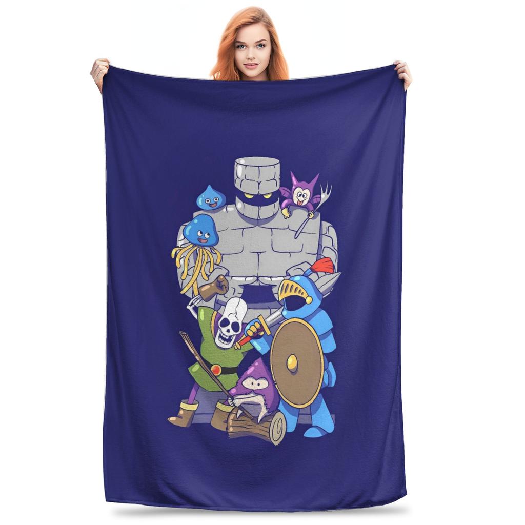 D-Dragon Quest Slime Plush Blankets Kids Flannel Throw Blanket For Couch Chair Sofa Bed Warm Custom Quality Bedspread Gift Idea