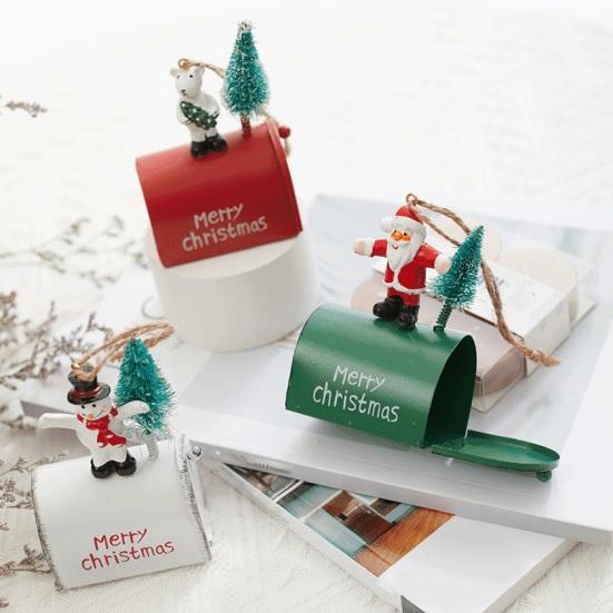 Рождественский кулон, креативный кованый железный почтовый ящик, подвесной орнамент, праздничная подвеска в виде рождественской елки для украшения дома