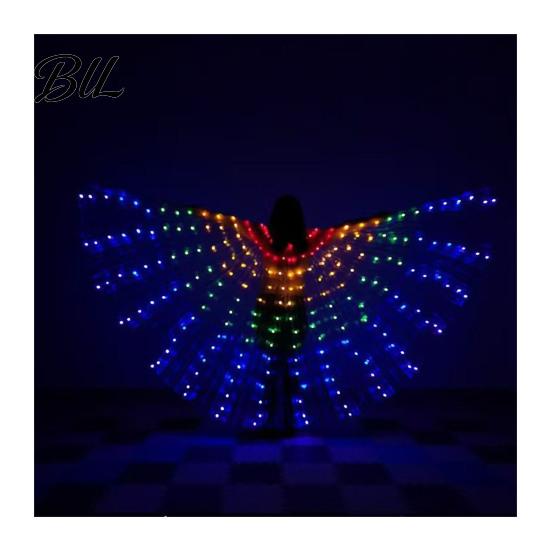 Dazzling Stage Costume Wings LED Light Up Belly Dance for Adults Kids, Glowing Halloween Performance Props Flexible Polyester with Colorful