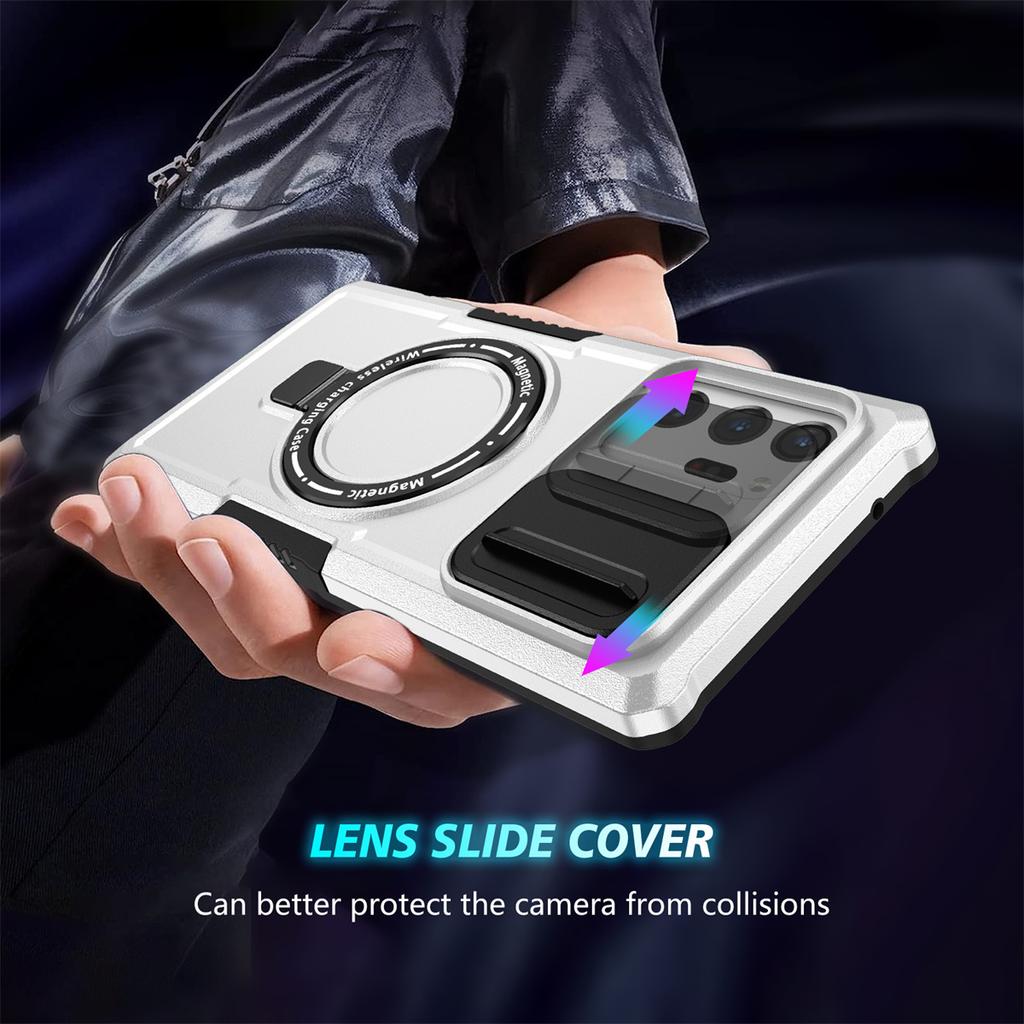 Magnetic Ring Wireless Charging Case For Samsung Galaxy S24 S23 S22 S21 Plus PLUG Ultra Stand Holder Back For Samsung Camera Lens Protect Cover