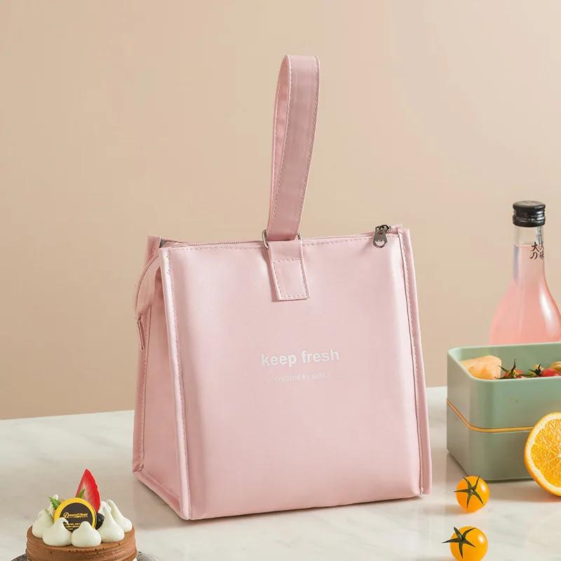 Портативные водонепроницаемые сумки для обеда из искусственной кожи, ланч-бокс для еды, пикника, изолированные женские сумки-холодильники, пакет со льдом, переноска для напитков, термосумка