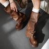 Platform Women Knee High Boots Designer High Heels Leather Shoes Winter 2025 Trend Goth Chelsea Chunky Party Pumps Botas Mujer