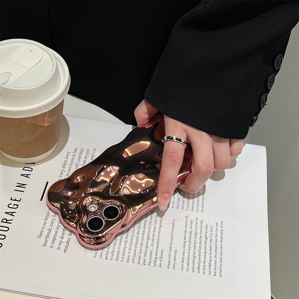 Глянцевый чехол с волнистой текстурой и покрытием «под металл» для For Iphone 16 1 17 Pro Max Air Plus 11 12 13 14, чехол с узором «Метеорит», мягкий силиконовый чехол