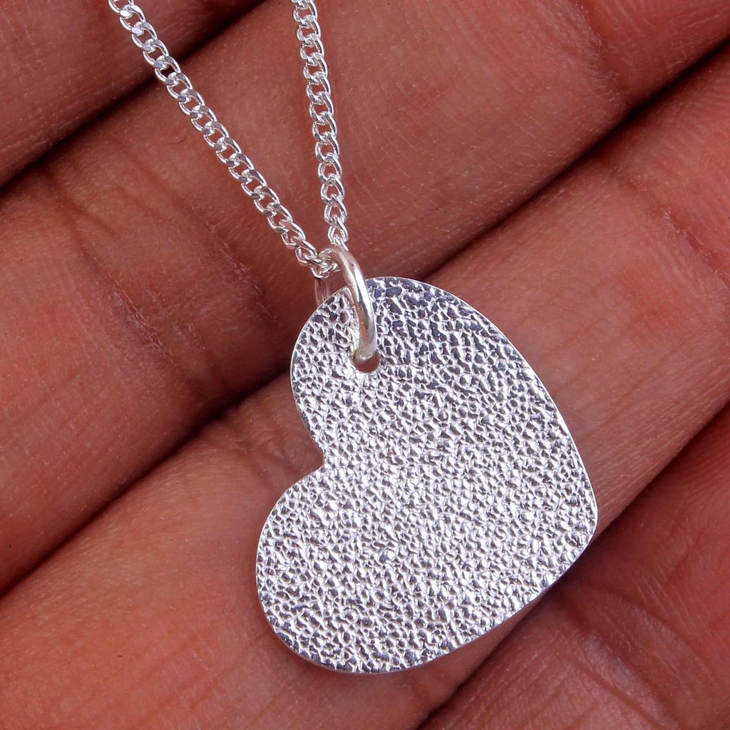 Heart Necklace, 925 Sterling Silver, Handmade Jewelry, Silver Charm Jewelry, Women Jewelry