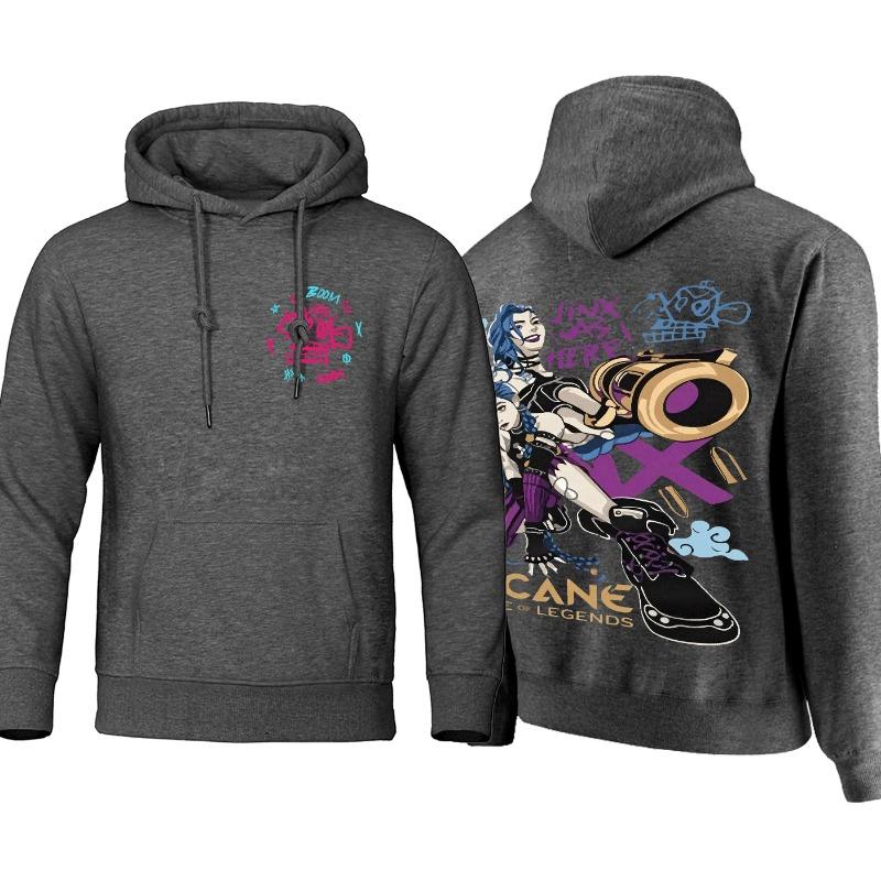 Arcane Hoodie Men Anime Jinx Hoodies Autumn Высококачественная флисовая толстовка Street Hoody Гибкая мужская одежда Oversize Толстовки и свитшоты мужские