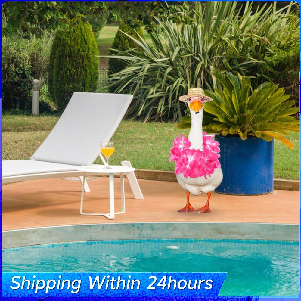 Летние наряды для гуся на крыльцо Декоративная статуя гуся для газона Одежда Смешная одежда для гуся с солнцезащитными очками для праздничного сада и газона