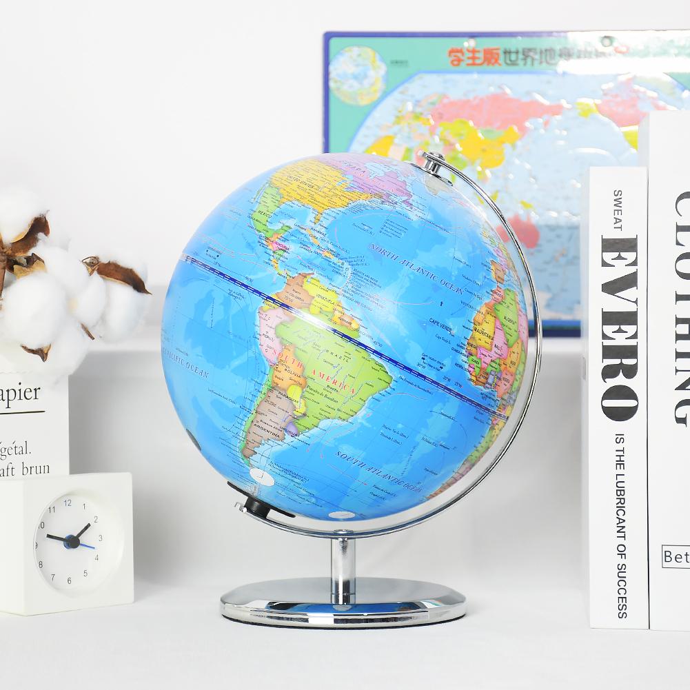 360 Degree Rotating Desktop Toy World Globe Blue Administrative Globe for Desk Decoration Boy Kids Gifts Education Tools