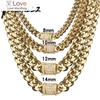 Necklace Bracelet Set 8 /10 /12 /14mm Gold Miami Cuban Curb Chain Hip Hop Fashion Jewelry Gift For Men