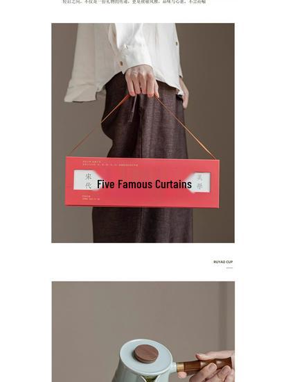 Palace Museum Five Famous Kilns Tea Cup Gift Set for Elders, Clients, Teachers, Dad's Birthday, New Year