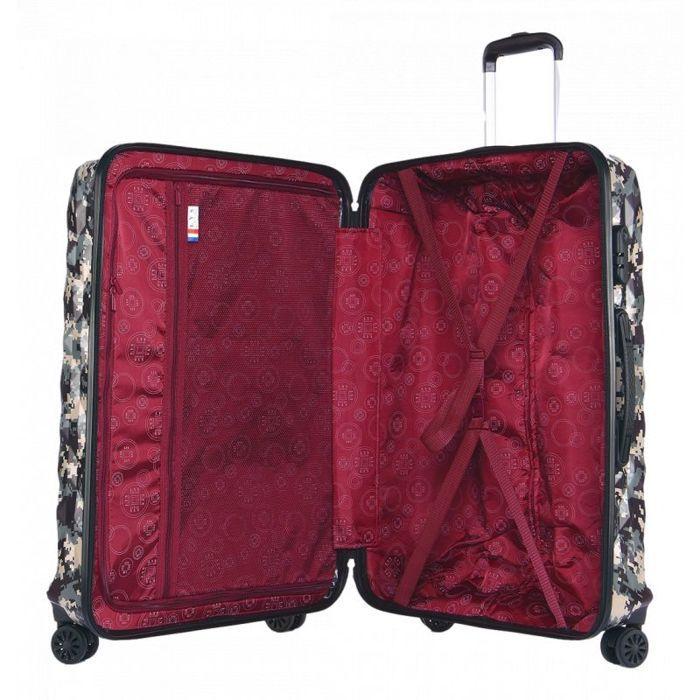 Valise Cabine - LYS - Camouflage Vert - Polycarbonate - 55x38x20 cm - 4 Roues Silencieuses