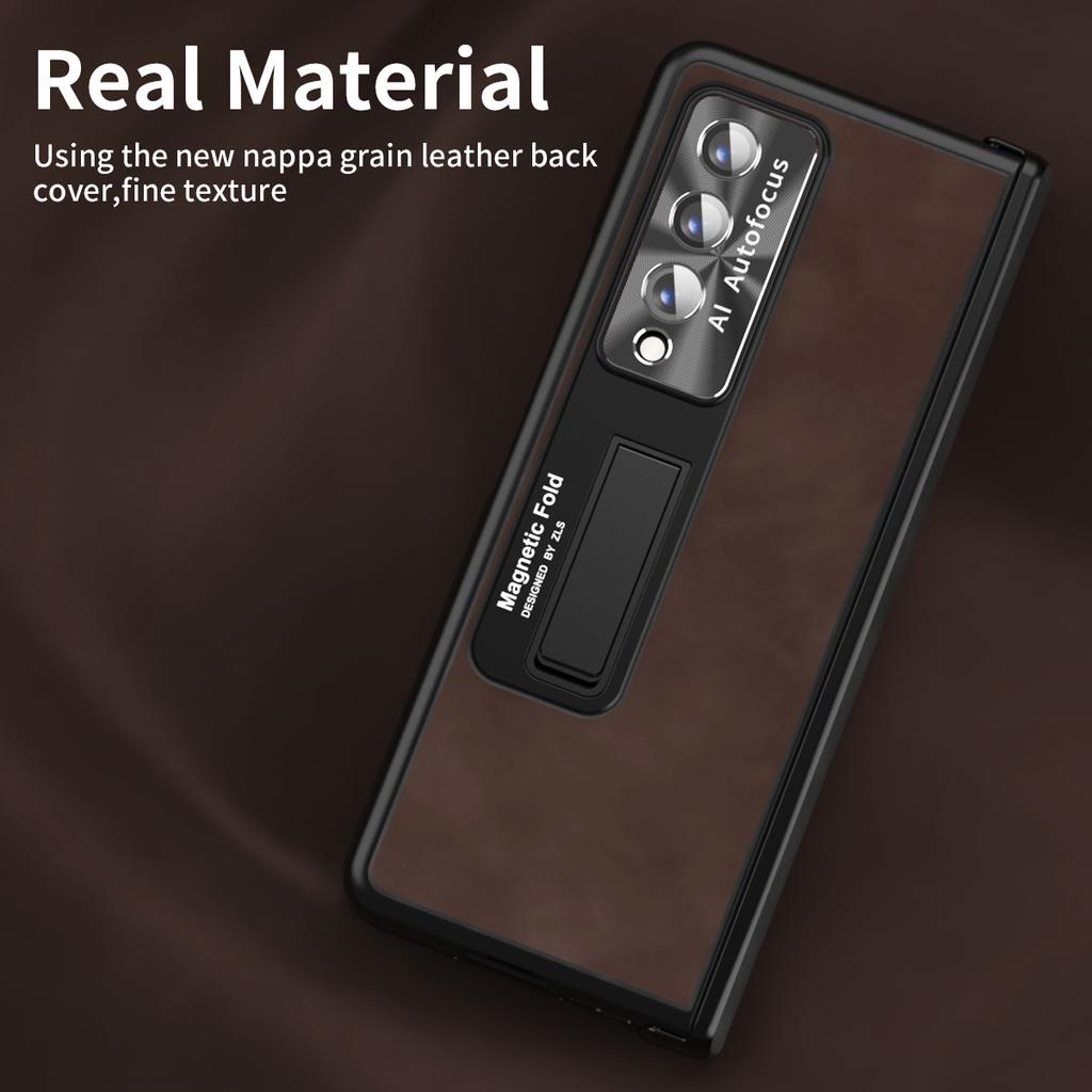 Anti -Dust Matte Leather Kickstand Coque Case For Samsung Galaxy Z Fold 4 5g Fold4 Fold 3 Fold3 Zfold4 Front Glass Film Cases