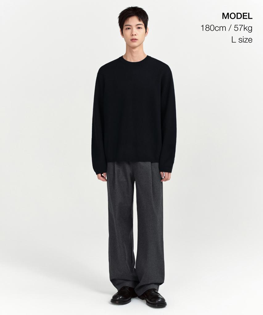 MUSINSA STANDARD Minimal Crew Neck Knit [Black]