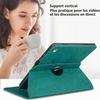 Coque + Verre Trempé pour iPad 10,2 Pouces (2019/2020/2021) Rotatif Effet Cuir Motif Arbre Vert