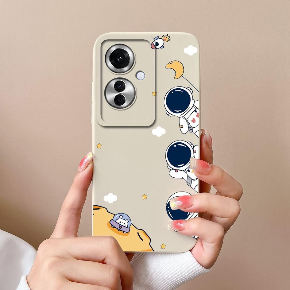 Чехол для OPPO A60 A59 Realme C65 12x Reno11 Pro, чехол для телефона с милым астронавтом-пилотом, противоударный, мягкий жидкий силикон, популярный чехол-бампер для OPPO