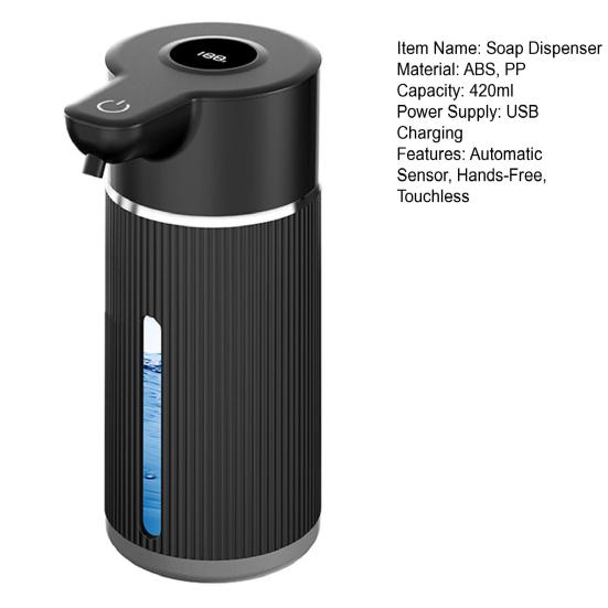 Автоматический сенсорный дозатор мыла 420 мл USB перезаряжаемый индуктивный генератор пузырьков 4-уровневый регулируемый объем пены электрический дозатор мыла
