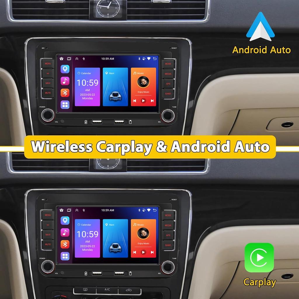 2G+32G /1G+32G Android 13 7-дюймовый IPS-экран Беспроводной CarPlay Android Auto Автомагнитола для VW Jetta Седан Passat Tiguan CC Golf Skoda Радио