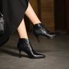 Мода НОВЫЕ Осенние Женские Ботинки Обувь из Натуральной Кожи для Женщин Остроносые Туфли на Тонком Каблуке Супервысокий Каблук Современные Ботинки Повседневные Ботильоны