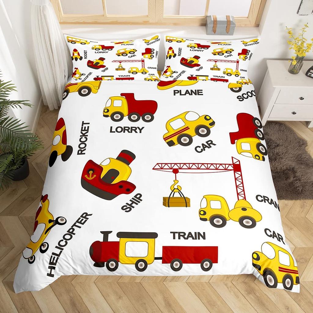 Cartoon Train Bedding Sets 2/3Pcs Duvet Cover Toy Car Truck Soft Quilt Cover Single Queen King Size Polyester Comforter Cover