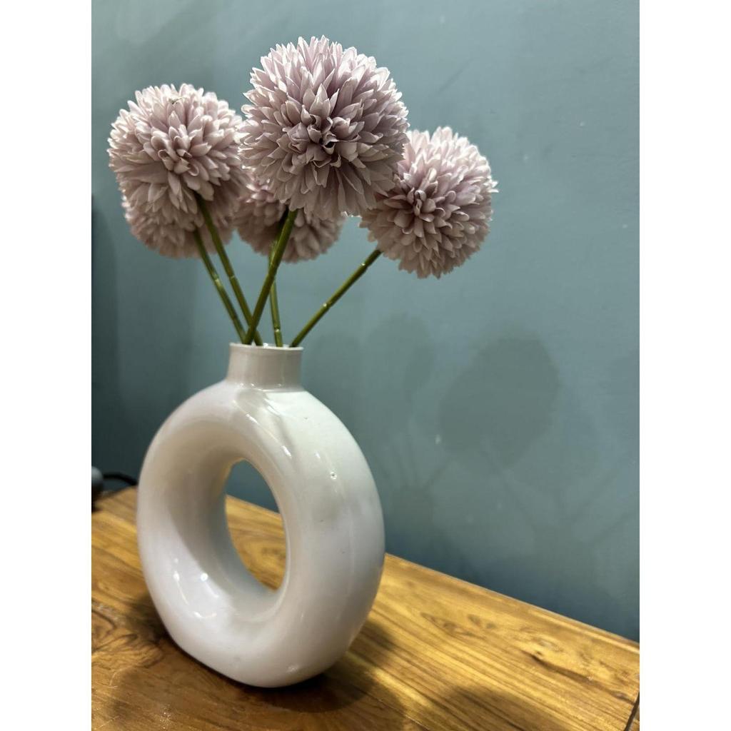 Ceramic Donut Vase, Flower Vase Pampas Grass Vase, Vase Home Decor Centrepiece Decor for Home, Office, or Gifts-Vase Only - (White, 6 Inch)