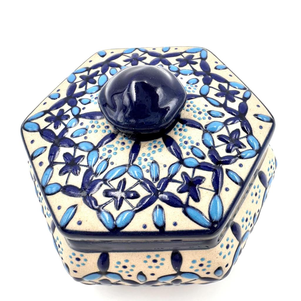 Mexican Servin Ware Sugar Pot Set with Lid, 380ml Capacity, 5.5cm X 9cm (Includes Cutting Board, Spoon, and Fork) [Used]