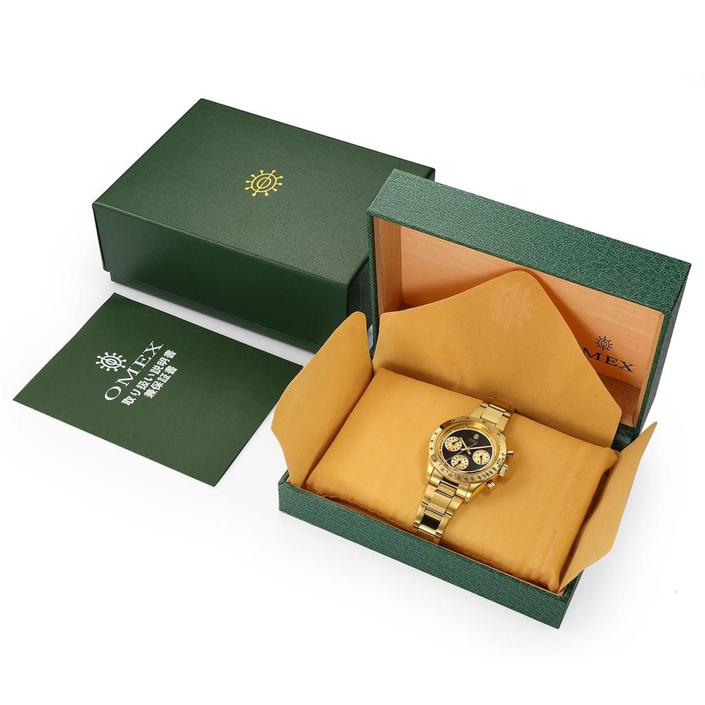 [OMECO] Часы мужские Omex DENMA винтажная модель водонепроницаемость до 3 АТМ Omeco часы Omeko Clock Homage часы Omex часы (Золото х Черный)