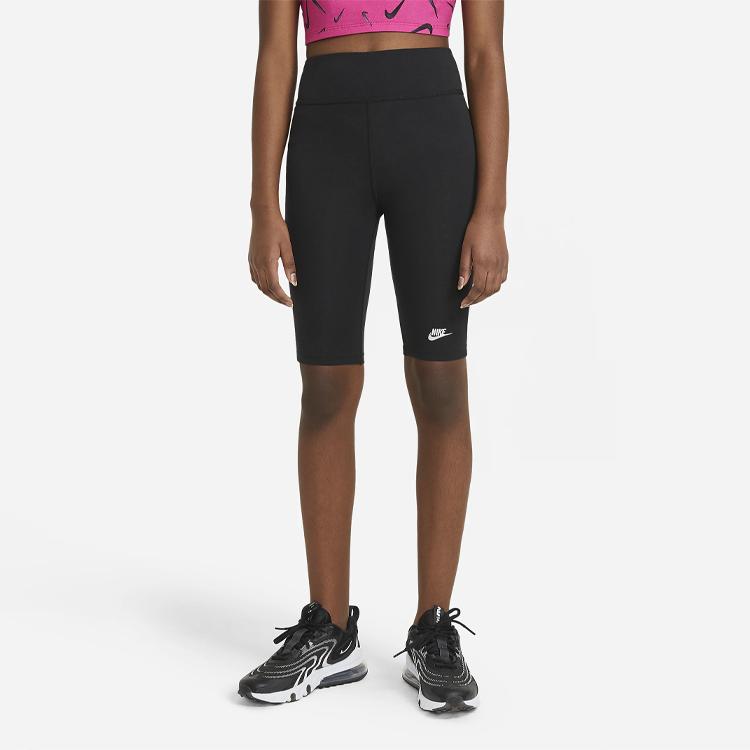 Nike Повседневные шорты с логотипом, облегающего кроя, из эластичного трикотажа, спортивные шорты, детские шорты, черные DA1243-010
