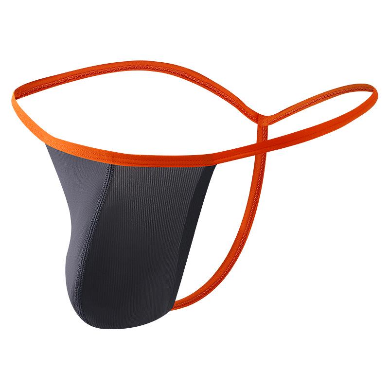 Мужские стринги с низкой посадкой из ледяного шелка с тонкими бретелями и U-образным гульфиком