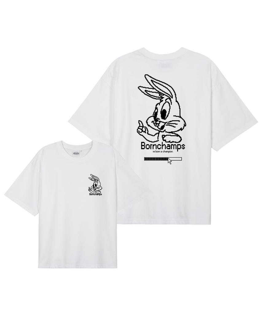 BORN CHAMPS [11 Colors] Pixel Bunny Oversized Short Sleeve T-Shirt B25St41 (A Type)