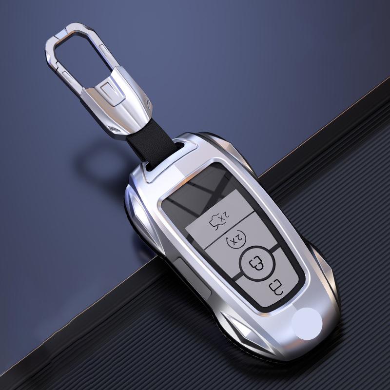 Metal Car Remote Key Case Cover Holder Shell Chain Fob for Ford New Mondeo Focus EVOS Escape Edge Explorer F-150 Mustang 2025