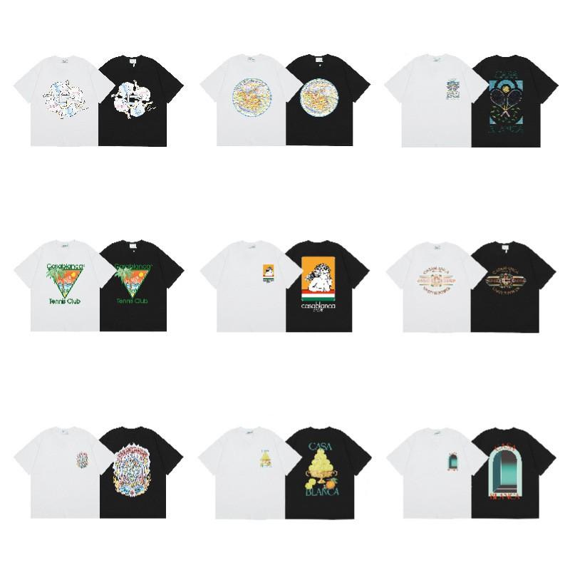 Casablanca Streetwear T-Shirt Men Women Loose Fit Short Sleeve Casual Tee High Street Style
