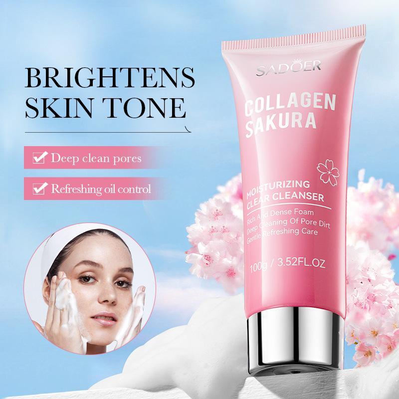 Очищающее средство с коллагеном Cherry Blossom Глубоко очищающее очищающее средство Уход за лицом