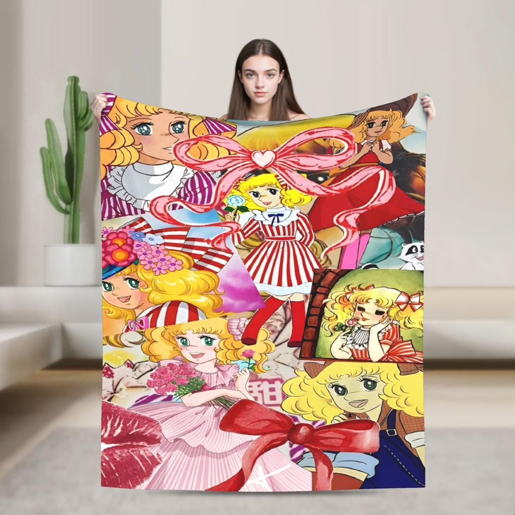 Candy Candy And Terry Anime Blanket Warm Soft Funny Plush Bedding Throws For Couch Bed Travel Flannel Bedspread Bed Cover