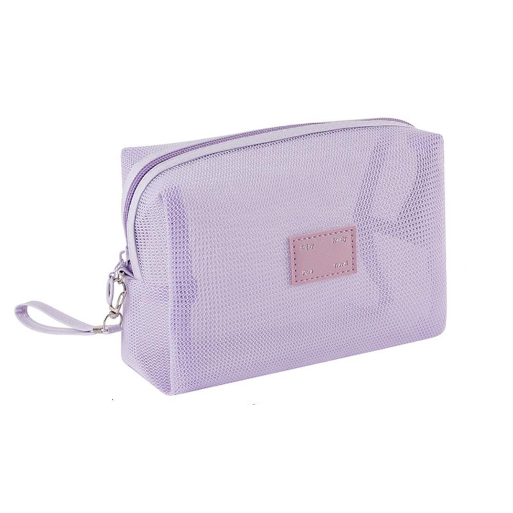 Square Transparent Mesh Cosmetic Bag Lightweight Storage Toiletry Bag  Camping