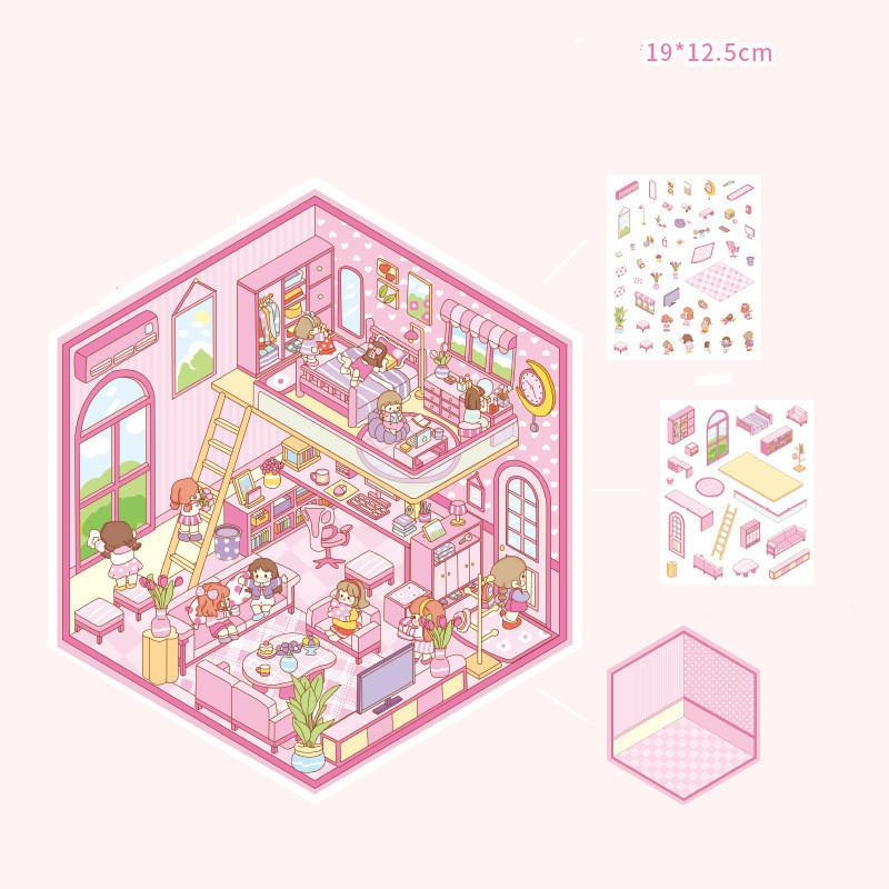 Мультфильм Еда Уличный Пейзаж Наклейка Сцена из Хижины DIY Игрушка Игра Наклейка Фестиваль Подарок На День Рождения для Детей Девочек и Детей