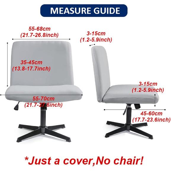Armless Chair Slipcover Criss Cross Accent Mid Back Wide Seat Swivel Task Chair Protector Stretch Removable for Living Room Bedroom Accent Chair