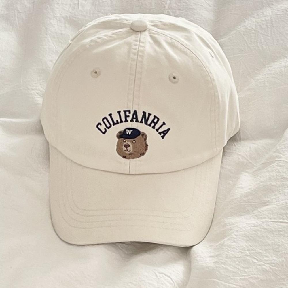 Embroidered Bear Baseball Hat Breathable Outdoor Sport Hat Casual Travel Sunshade Hat