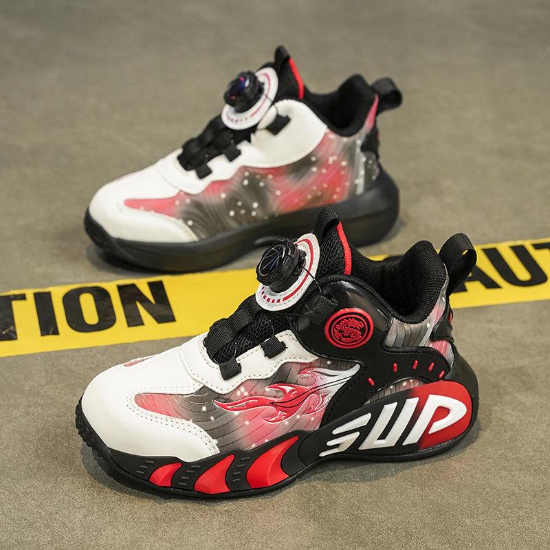 Амортизирующие кожаные баскетбольные кроссовки для мальчиков | Нескользящие, легкие спортивные кроссовки для детей старшего возраста, Осень/Зима 2025