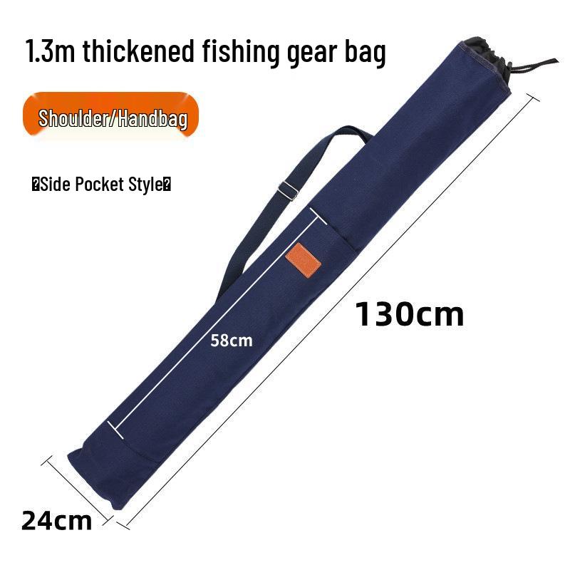 Foldable Canvas Fishing Rod Bag: Large Capacity, Thickened Storage with Zipper, for Outdoor Tackle and Umbrella.
