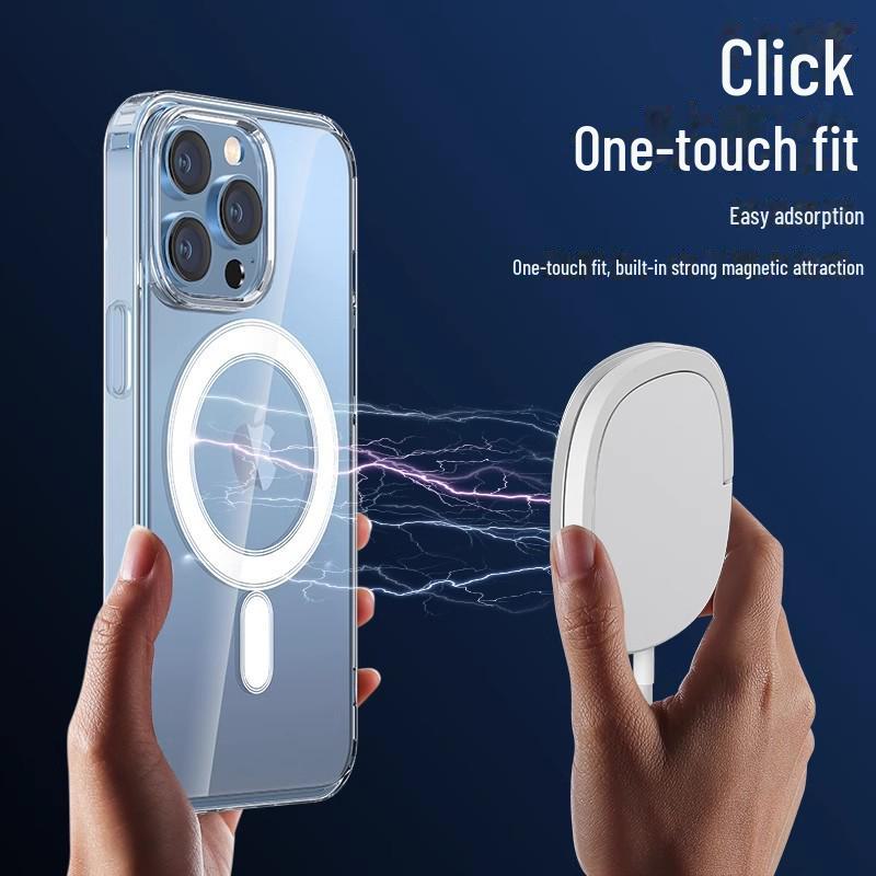 Прозрачный магнитный беспроводной защитный чехол для Apple iPhone 14 Pro Max с большим вырезом