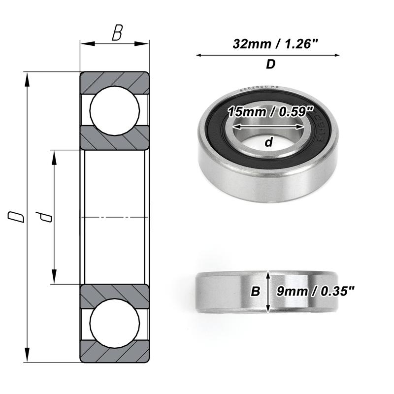 Motoforti 6002DDU Deep Groove Ball Bearings P0 15x32x9mm Lubricated Bearings Double Rubber Seal Scooter Skateboard Wheel