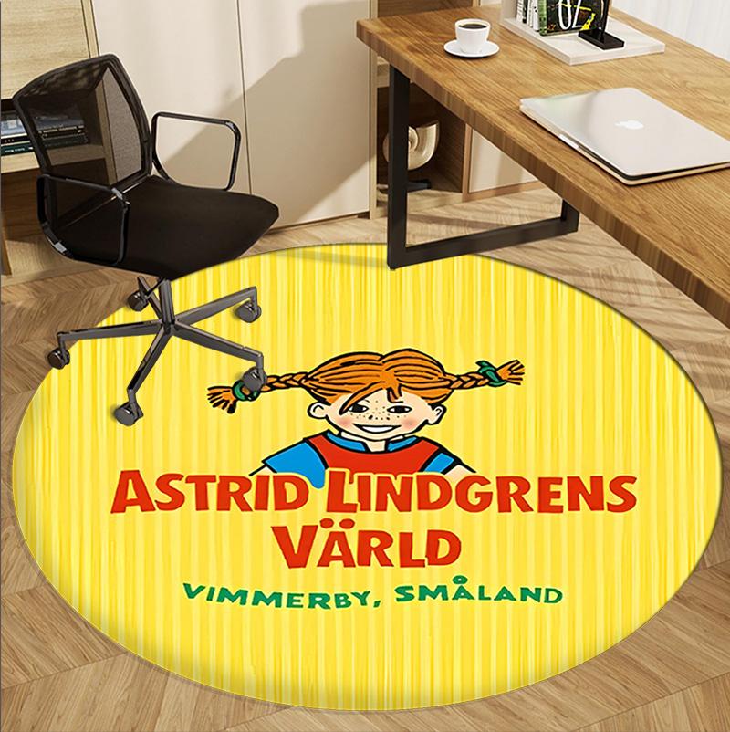 Pippi Longstocking Pattern Round Rug, Indoor/Outdoor Mat, for Picnic, Gameroom, Bedroom, Office, Living Room, Home Decor Carpet, Birthday Gift