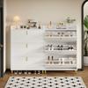 Two shoe cabinets with 3 flaps, two narrow shoe racks, 6 compartments, white, adjustable, anti-tip protection in the entrance area, 80*23.5*123.5 cm