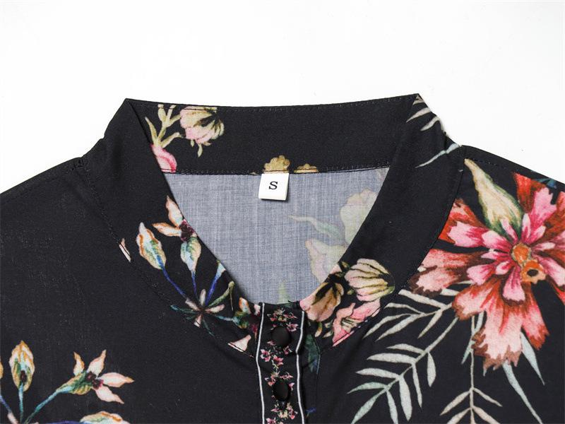 Spring 2026 European & American Style Women's Waist Tie Long Sleeve Printed Dress
